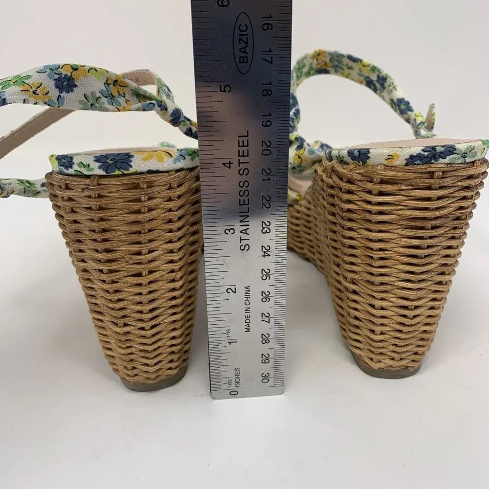 Kate Spade Patio Platform Wedge Sandals Women's 9.5 Floral Medley Parchment 0508